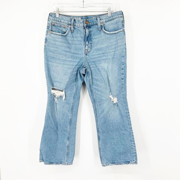J. Crew Billie Demi-Boot Cropped Jeans in Rocky Shore Distressed - Picture 1 of 10